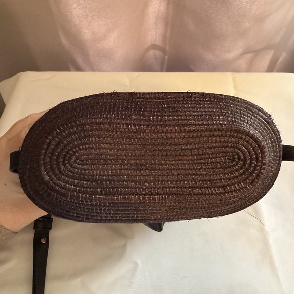 Cesta Collective Raffia Messenger Crossbody Bag Purse Dark Gray Black $395 EUC - Picture 3 of 11